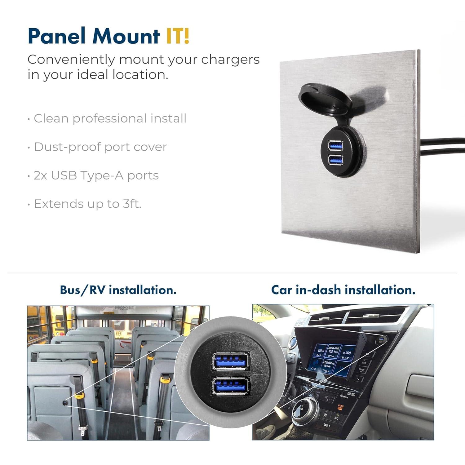 imageCoolgear 3ft USBC to USBA Extension Cable  Panel Mount for Secure Installation Fast 5Gbps Data Transfer ampamp Charging Support2 x Type A