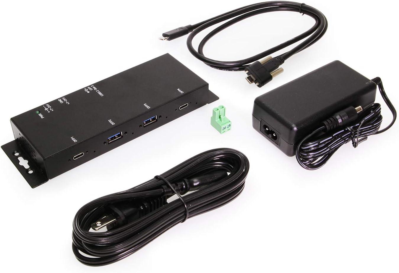 imageCoolgear 4 Port USB 32 Gen 2 TypeC Hub wESD Surge Protection 10Gbps Speed LED Indicators Wide Range Power Input Screw Lock Compatible for Secure Connections