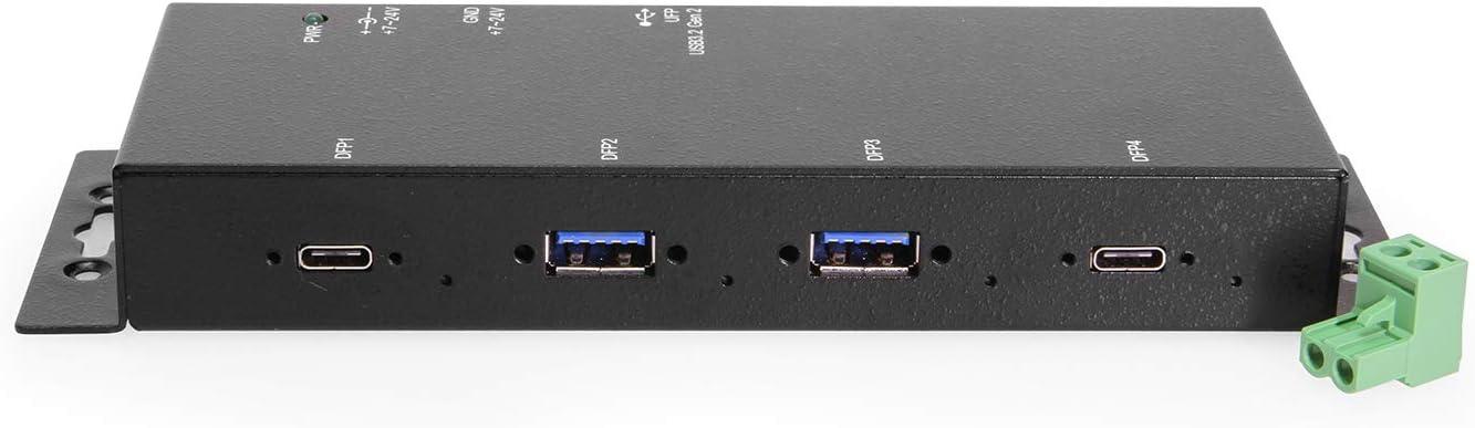 imageCoolgear 4 Port USB 32 Gen 2 TypeC Hub wESD Surge Protection 10Gbps Speed LED Indicators Wide Range Power Input Screw Lock Compatible for Secure Connections