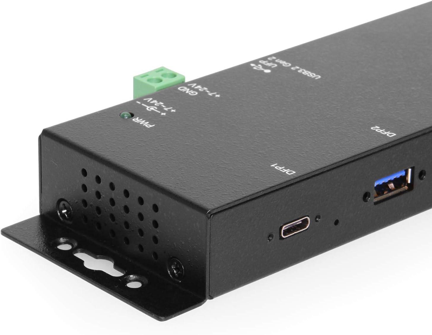 imageCoolgear 4 Port USB 32 Gen 2 TypeC Hub wESD Surge Protection 10Gbps Speed LED Indicators Wide Range Power Input Screw Lock Compatible for Secure Connections