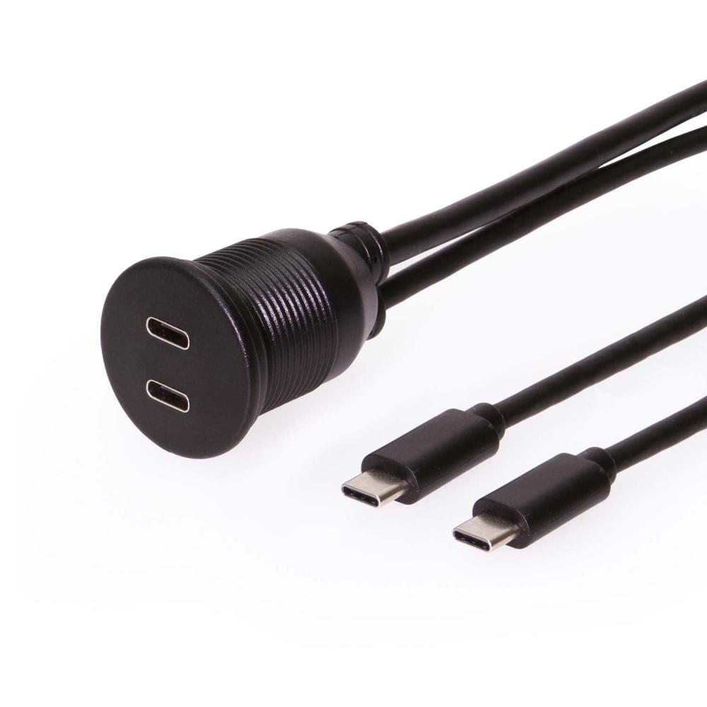 imageCoolgear 3ft USBC to USBA Extension Cable  Panel Mount for Secure Installation Fast 5Gbps Data Transfer ampamp Charging Support2 x Type C