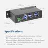 imageCoolgear 4 Port USB 32 Gen 1 Powered Hub wESD Surge Protection