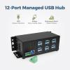 imageCoolgear Industrial 12Port USB 32 Gen 1 Hub with Status LEDs  Rugged Metal Chassis  5Gbps Data  Wall ampamp DINRail Mounting