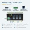 imageCoolgear Industrial 12Port USB 32 Gen 1 Hub with Status LEDs  Rugged Metal Chassis  5Gbps Data  Wall ampamp DINRail Mounting