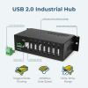 imageCoolgear Industrial 7 Port USB 20 Hub with NEC Chip Surge Protection Screw Lock Ports for Secure Connections Surface ampamp DIN Rail Mount Ready
