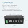 imageCoolgear Industrial 7Port USB 20 Hub with Secure ScrewLocking Ports  Surface ampamp DINRail Mountable  480 Mbps Data