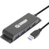 imageUSBGear 4 Port USB 20 Mini Metal Hub with Mounting Flanges 480Mbps Data Transfer LED Port Indicators Includes Power AdapterUSB Type A 10Gbps