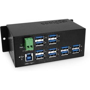 imageCoolgear 12 Port Industrial USB Hub wMulti TT Surge Protection 5Gbps Speed Surface or DIN Rail Mount Ready for Labs Factories Workstations Automation