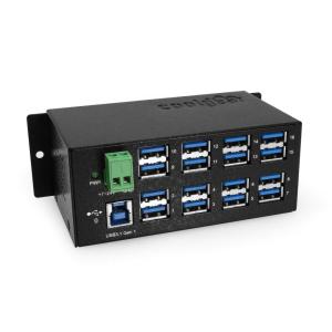 imageCoolgear Industrial 16 Port USB 32 Hub with 5Gbps Speed Surge Protection ampamp Mounting Options