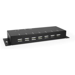 imageCoolgear Slim 7 Port USB 20 Hub wPower Adapter  480Mbps Data LEDs Surface and Wall Mount