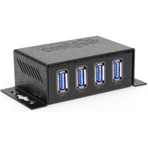 imageCoolgear USB 32 Powered 4Port Mini Hub 5Gbps Fast Data Transfer with ESD ampamp Surge Protection  Durable and Mountable USB Hub