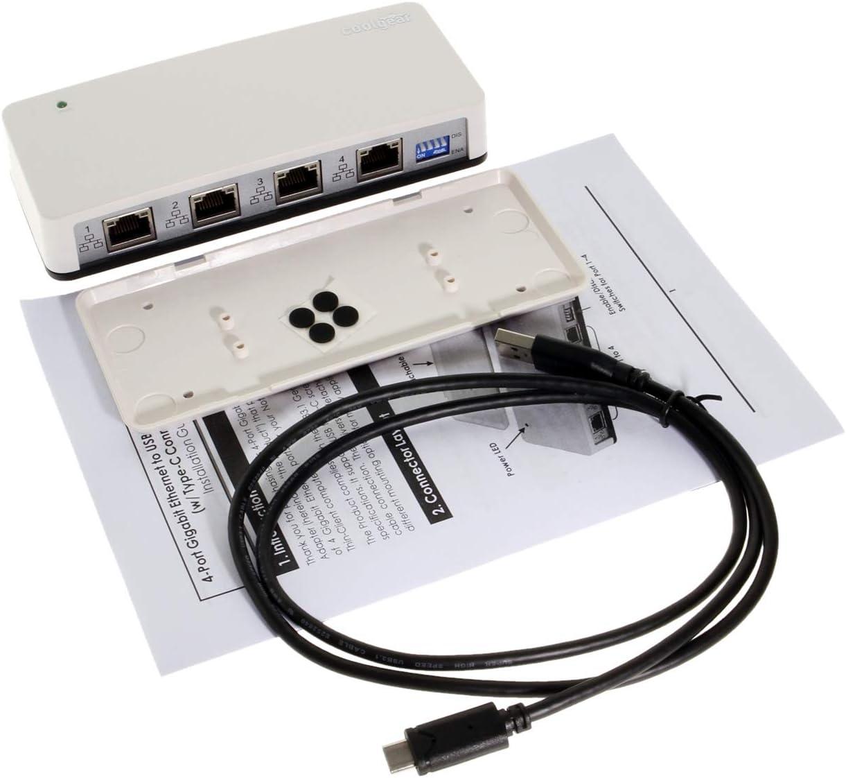 imageCoolgear 4Port Gigabit Ethernet to USB31 Gen1 Adapter wMounting Kit