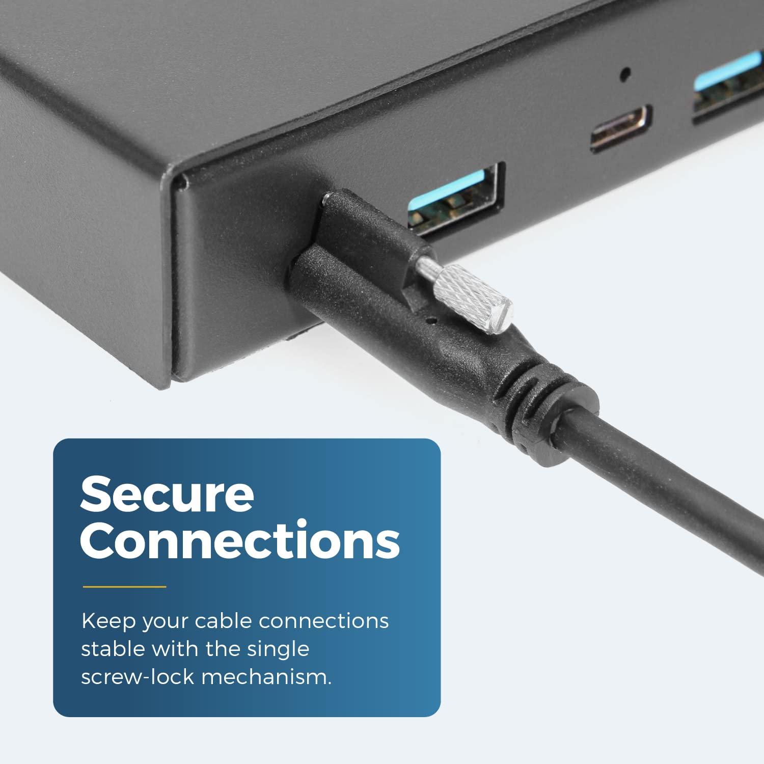 imageCoolgear 6ft USB Single Screw Lock TypeC to C Male Cable 10GB Data 5A Power