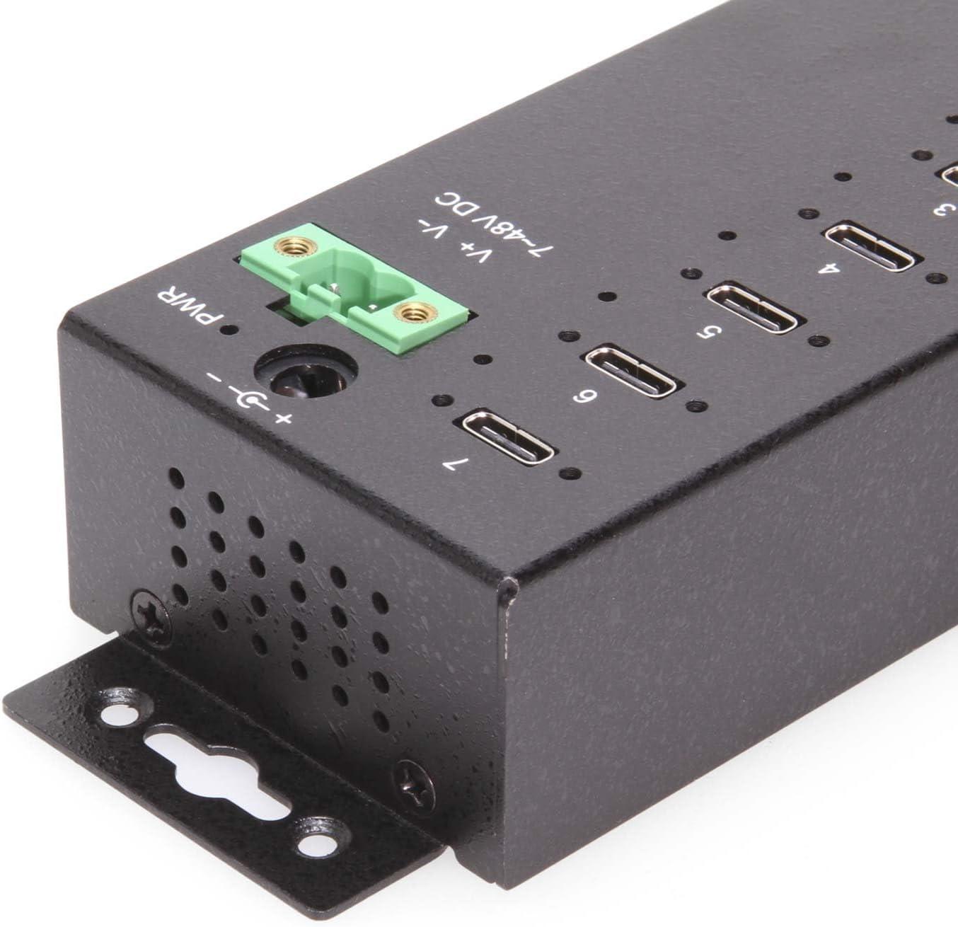 imageCoolgear 7Port USBC 32 Hub with 5Gbps Data Surge Protection ScrewLock Ports Wide Power Input for Industrial Use