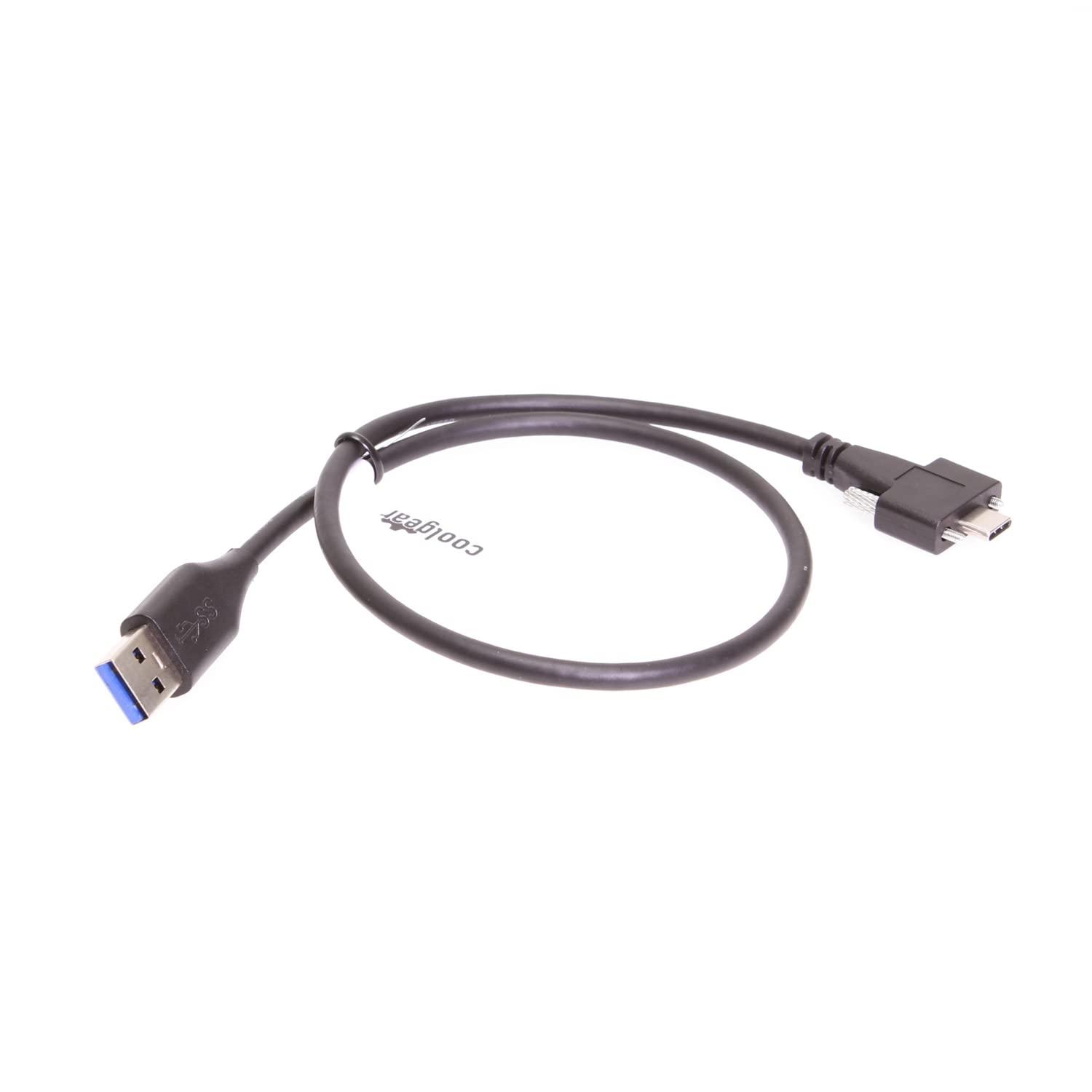 imageCoolgear Secure USBC to USBA Cable 20in  Screw Lock for Stable Connections 5Gbps Data 3A Power