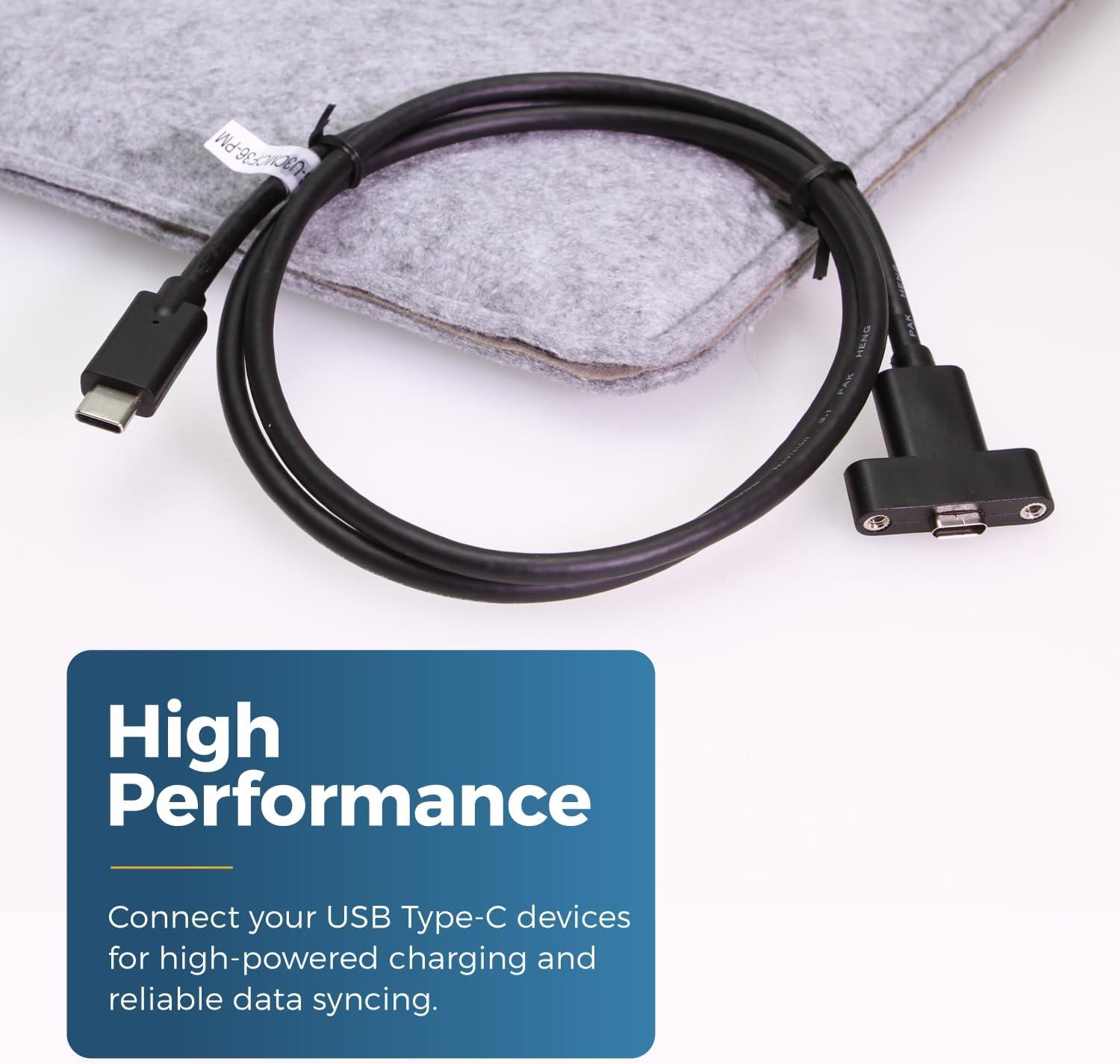 imageCoolgear USB 32 Gen 2 TypeC Male to Female Panel Mount Cable 36 inch