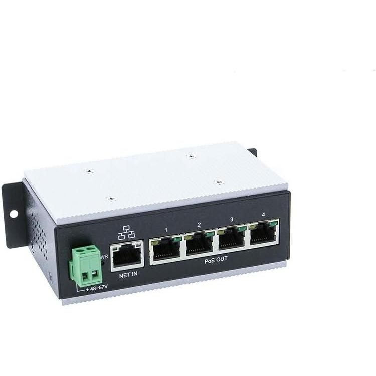 imageCoolgear 4Port PoE Switch with Gigabit Uplink for LongRange Power and Data Delivery up to 100m