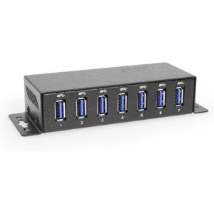 imageCoolgear 7 Port USB Hub wPower Adapter  5Gbps Data ESD Protection SelfPowered with DC Input Mountable Metal Housing
