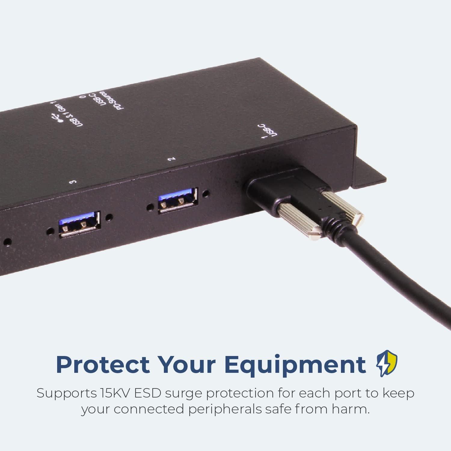 imageCoolgear Industrial 4 Port USB 32 Gen 1 TypeC Power Delivery Hub wSurge Protection Variable Voltage Input ampamp Surface Mountable