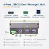 imageCoolgear 4 Port Managed USB 32 Gen 1 Hub with 15KV ESD Surge Protection and Individual Port Control for PCs