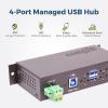 imageCoolgear 4 Port Managed USB 32 Gen 1 Hub with 15KV ESD Surge Protection and Individual Port Control for PCs
