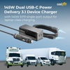image:imageCoolgear 145W Dual USBC Car Charger  PD 31 EPR Type C Vehicle Charger with 140W Laptop Charging Mountable Flanges and 12V to 24V Plug for Trucks Fleet Vans and Mobile Workstations
