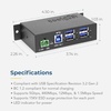 image:imageCoolgear 4 Port Managed USB 32 Gen 1 Hub wSmall Footprint amp 15KV ESD Surge Protection